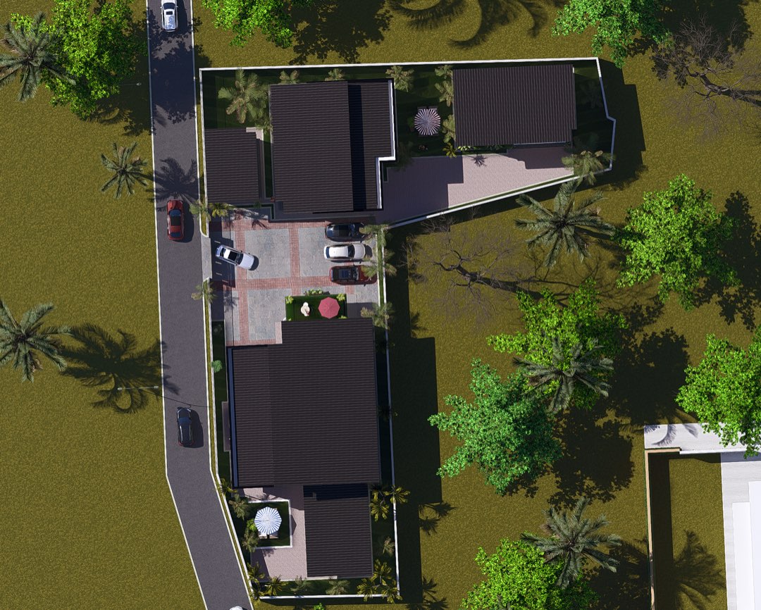 Aerial rendering of a 5 Bedroom Duplex estate masterplan in Port Harcourt