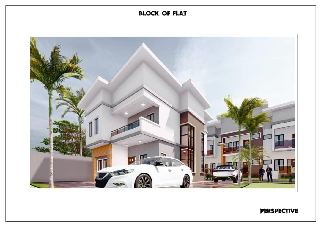 Corner facade perspective of modern apartments