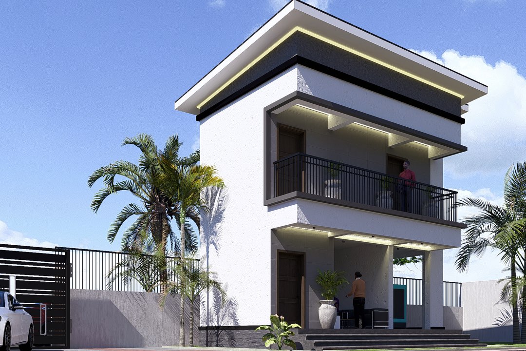 Exterior rendering of a tower-style 5 Bedroom Duplex lodge in Port Harcourt